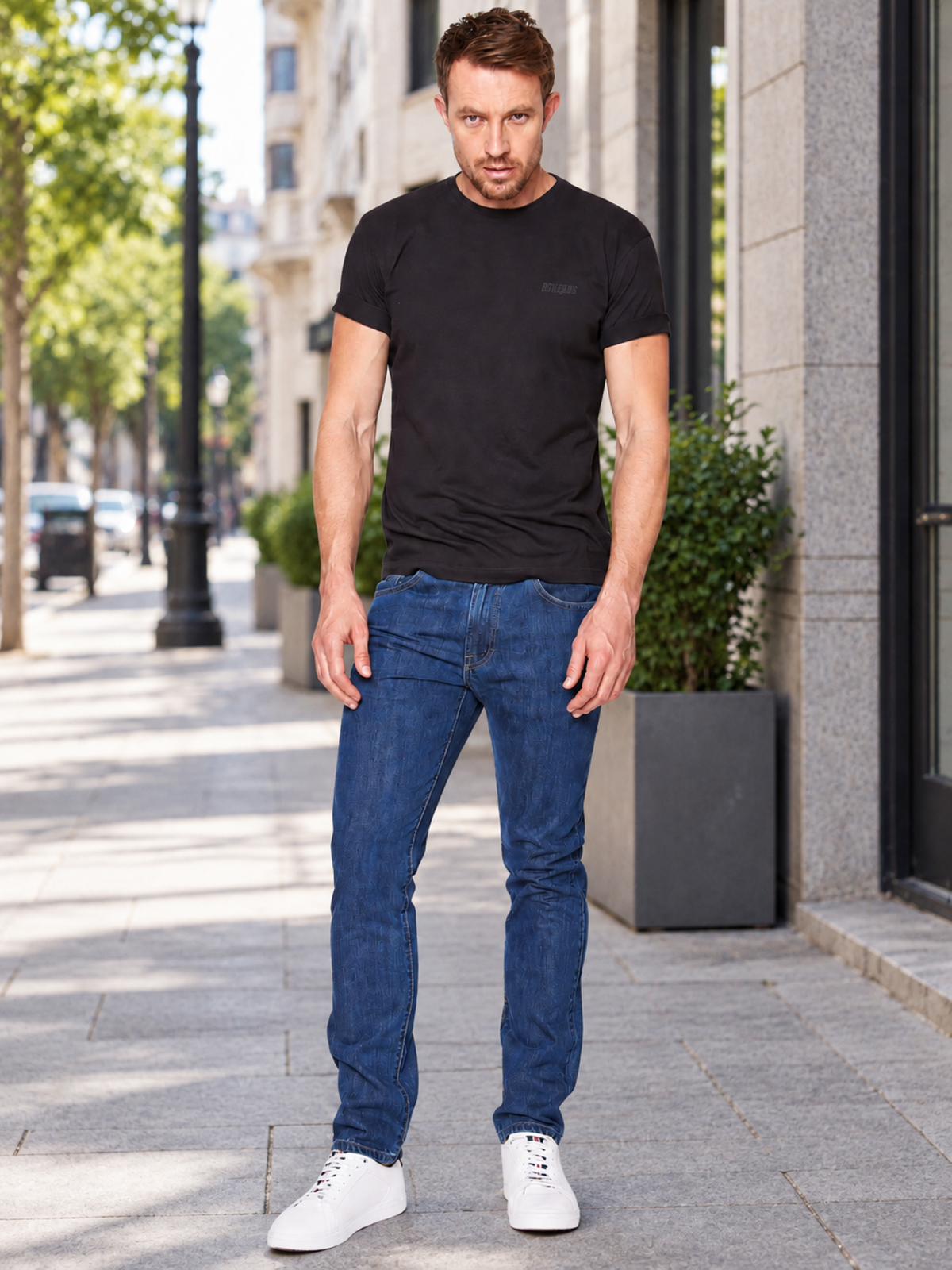 Jeans Slim Stone Medio Hombre