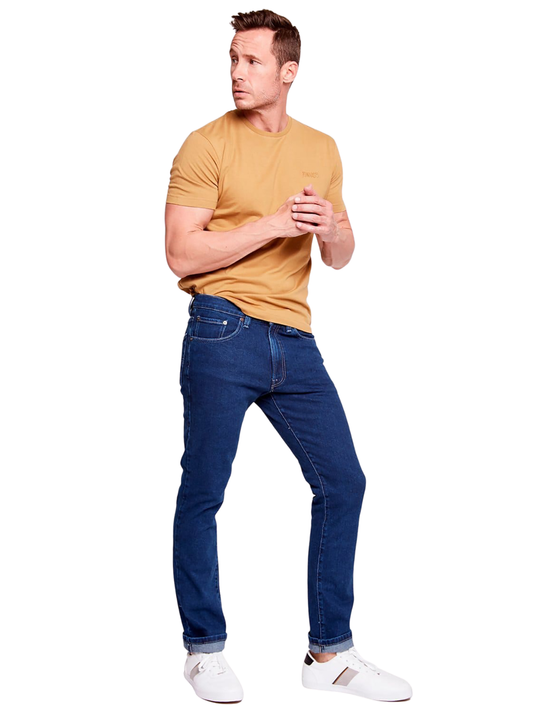 Jeans Slim Tiro Bajo Azul Índigo Hombre