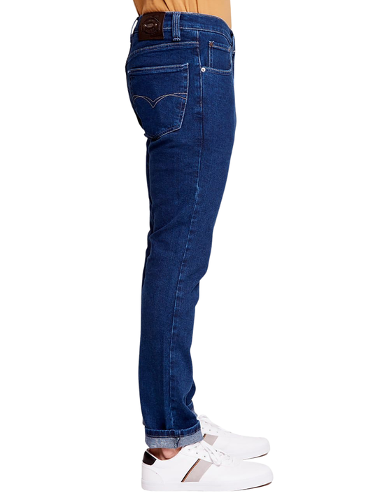 Jeans Slim Tiro Bajo Azul Índigo Hombre
