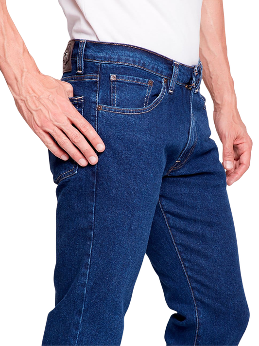 Jeans Slim Tiro Bajo Azul Medio Hombre