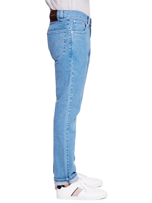 Jeans Slim Tiro Bajo Azul Claro Hombre