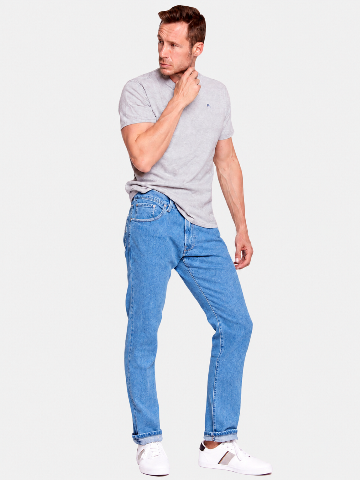 Jeans Slim Stone Bleach Hombre