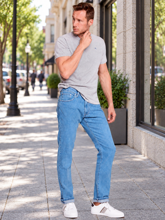 Jeans Slim Stone Bleach Hombre