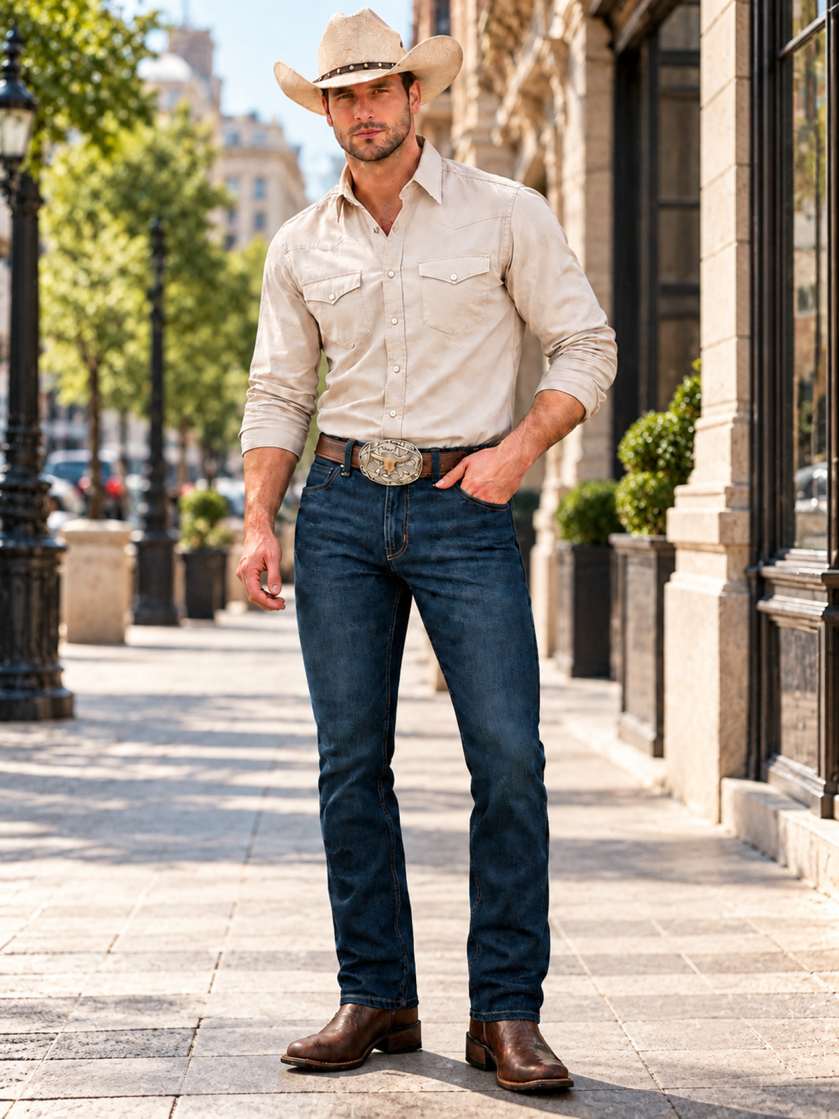 Jeans Slim Azul Oscuro Hombre