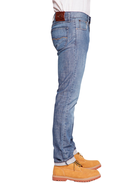 Jeans Slim Tiro Bajo Azul Medio Hombre