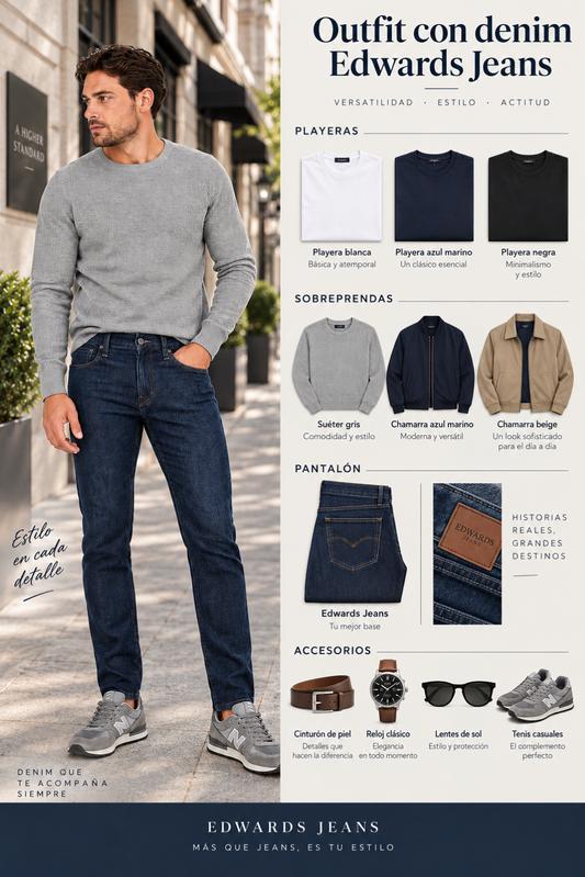 Jeans Skinny Oscuro Hombre Edwards 114