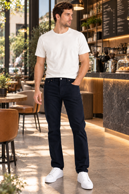 MEN'S SLIM NAVY TWELLING TROUSERS 1322