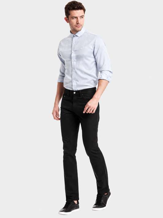 MEN'S SLIM BLACK TWILL TROUSERS 1322