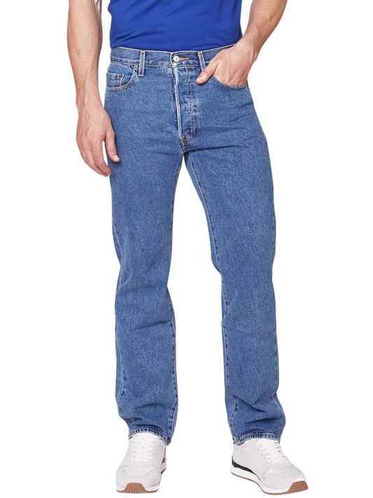 Jeans Recto Azul Medio Hombre Tiro Alto Stone Wash Edward’s 2210