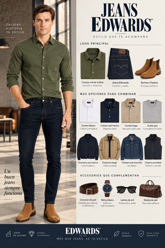 Jeans Skinny Oscuro Hombre Edwards