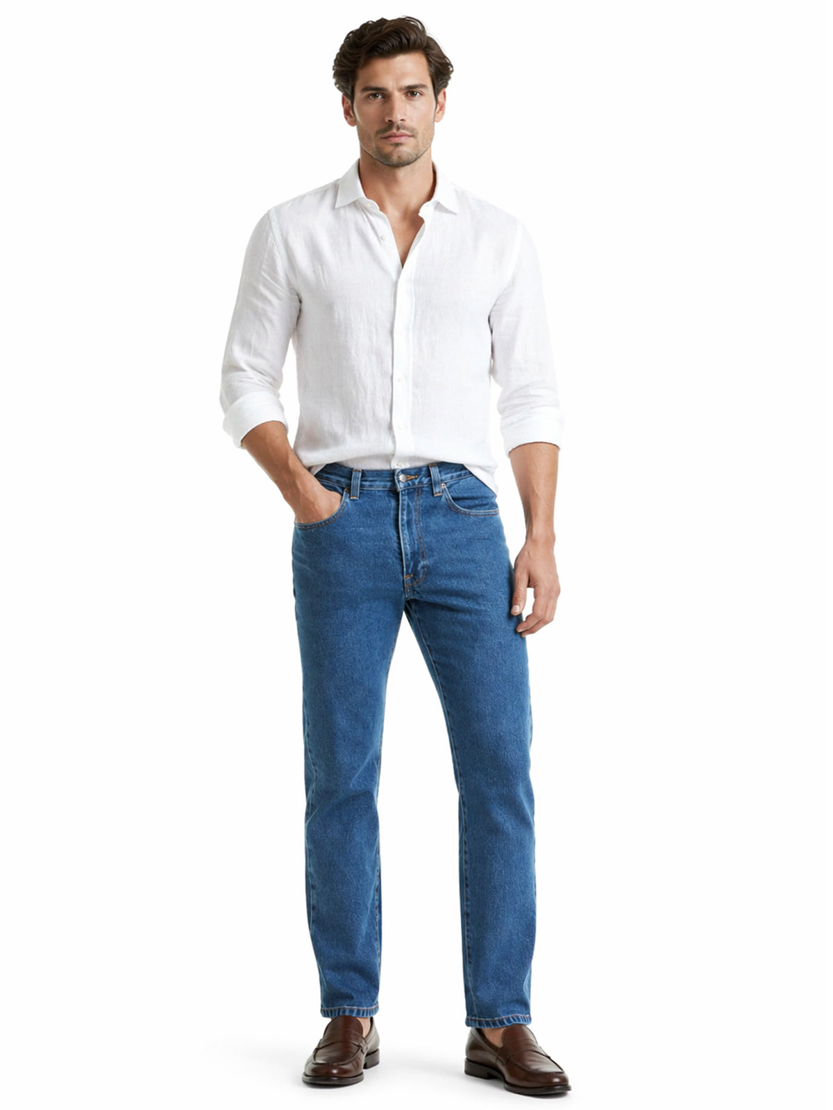 Jeans Hombre Recto Azul Índigo Tiro Alto Edward's 2601