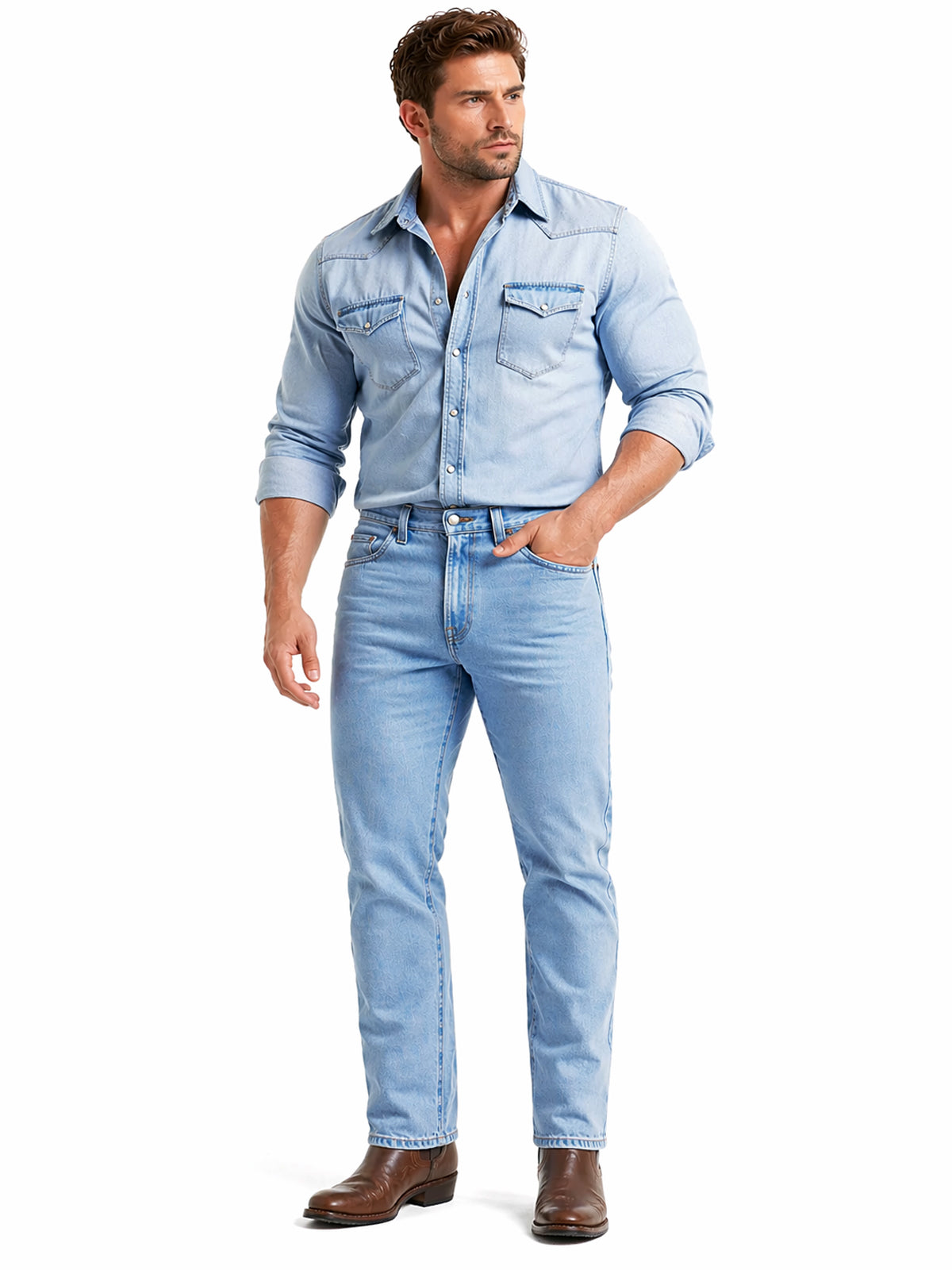 Jeans Recto Hombre Tallas Grandes Tiro Alto Azul Claro Edward’s 2602