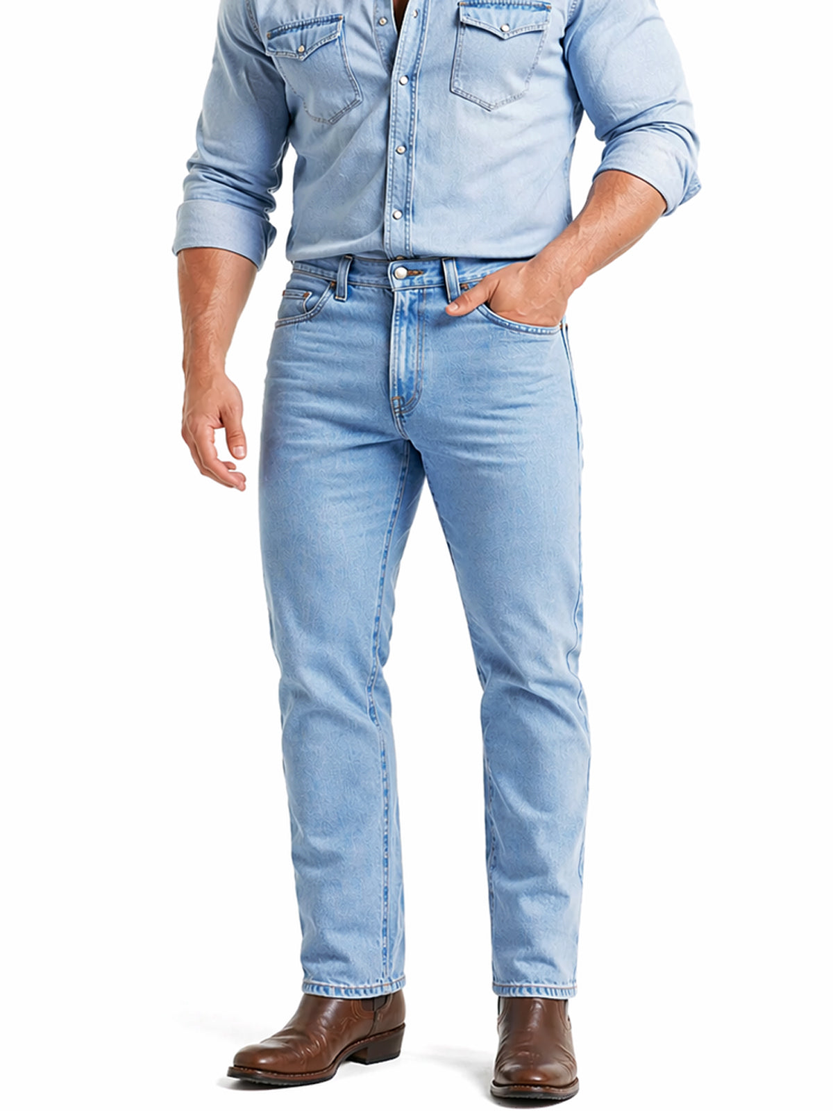 Jeans Recto Hombre Tallas Grandes Tiro Alto Azul Claro Edward’s 2602