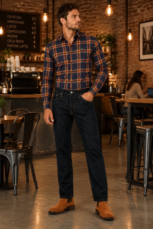 Jeans Slim Denim Oscuro Hombre