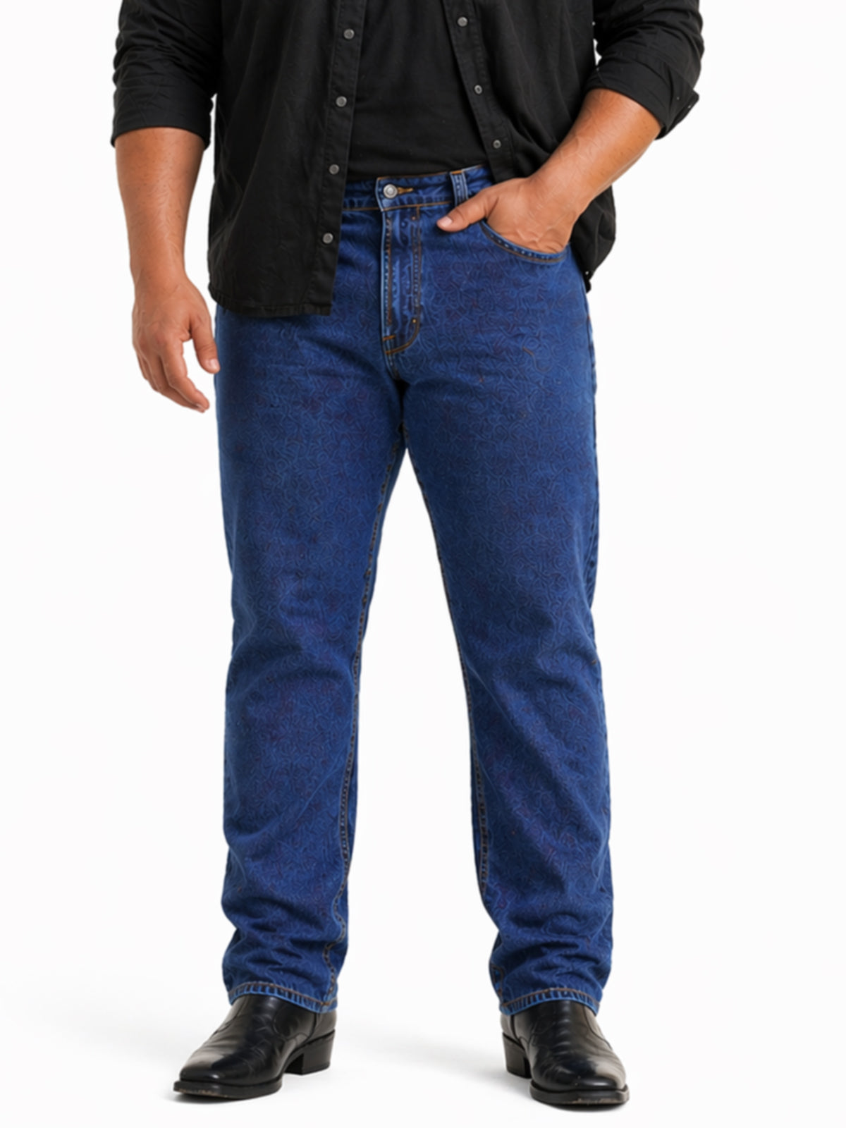 Jeans Recto Hombre Talla Grande Tiro Alto Azul Medio Edward’s 2611
