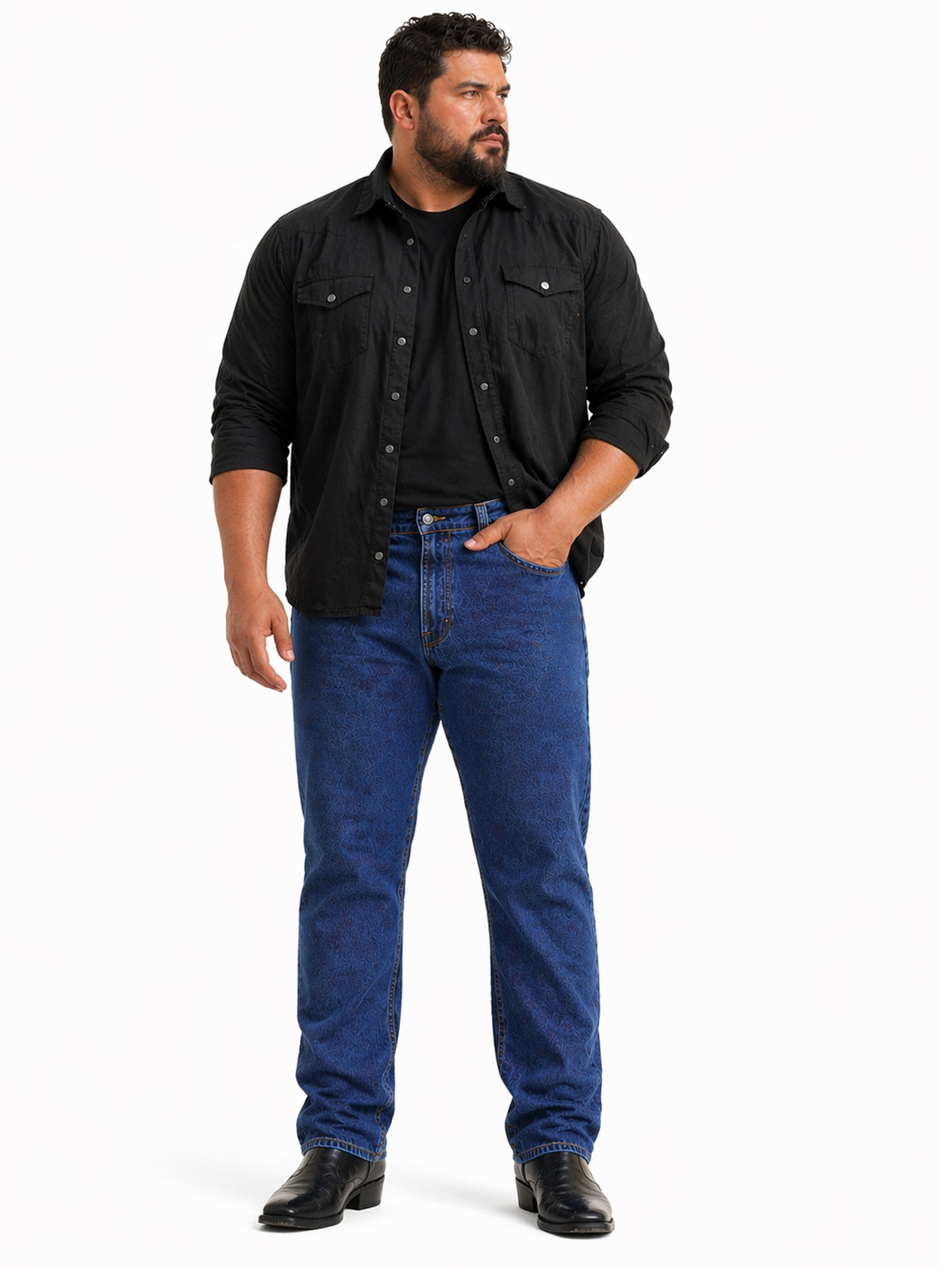 Jeans Recto Hombre Talla Grande Tiro Alto Azul Medio Edward’s 2611