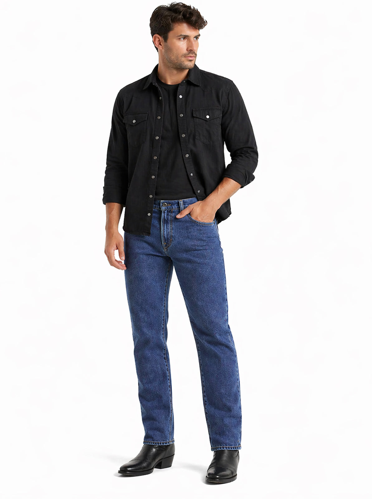 Jeans Recto Hombre Tiro Alto Azul Medio Edward’s 2611