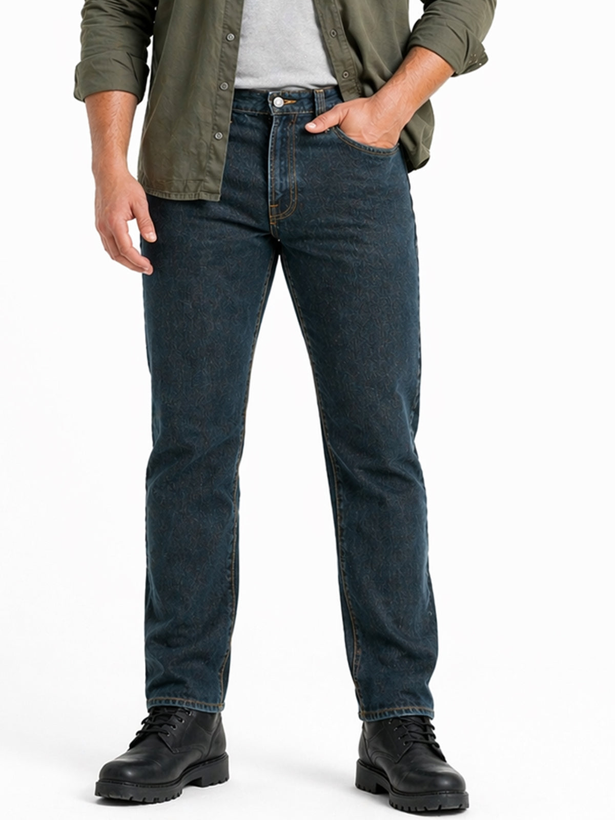 Jeans Recto Hombre Talla Grandre Tiro Alto Azul Petróleo Edward’s 2618