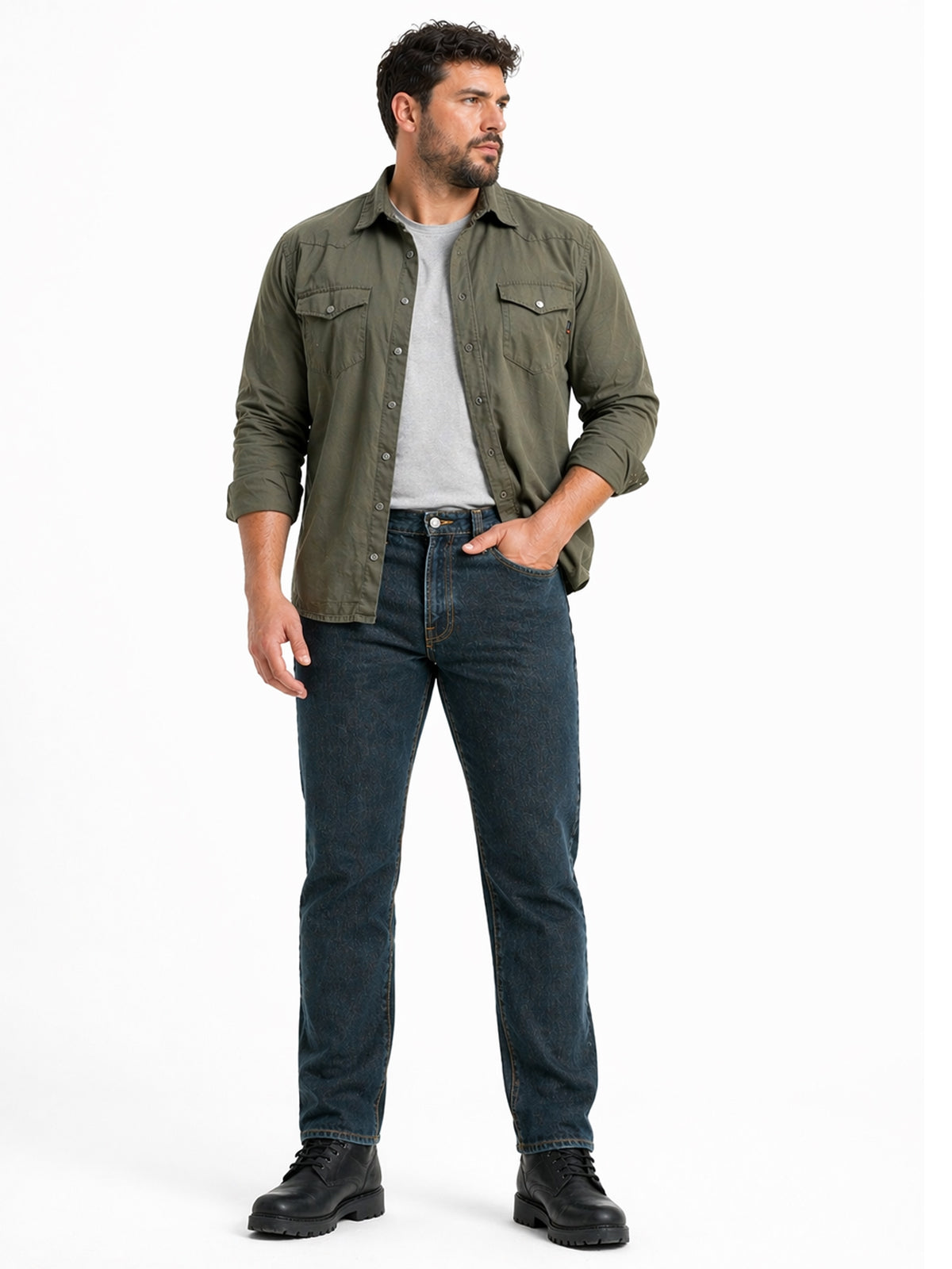 Jeans Recto Hombre Talla Grandre Tiro Alto Azul Petróleo Edward’s 2618