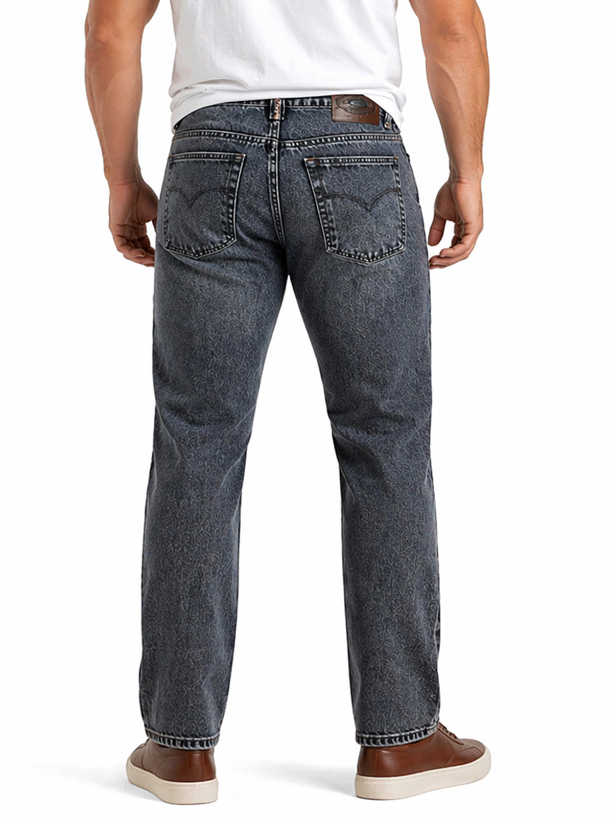 Jeans Recto Hombre Talla Grande Tiro Alto Acid Wash Azul Medio Edward’s 2619