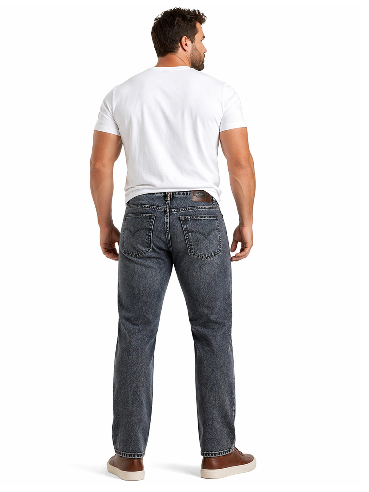 Jeans Recto Hombre Talla Grande Tiro Alto Acid Wash Azul Medio Edward’s 2619