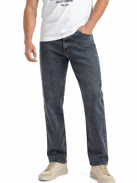 Jeans Hombre Recto Deslavado Vintage Azul Medio Edward's 2619