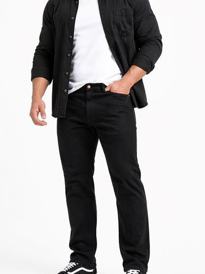 Jeans Recto Hombre Talla Grande Tiro Alto Negro Edward’s 2622
