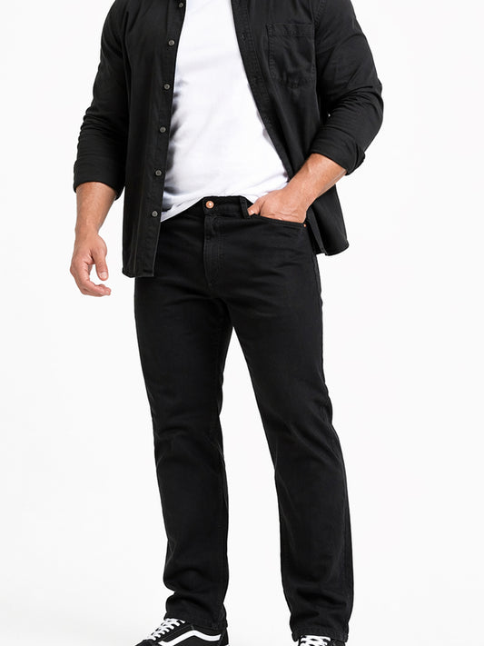 Jeans Recto Hombre Talla Grande Tiro Alto Negro Edward’s 2622