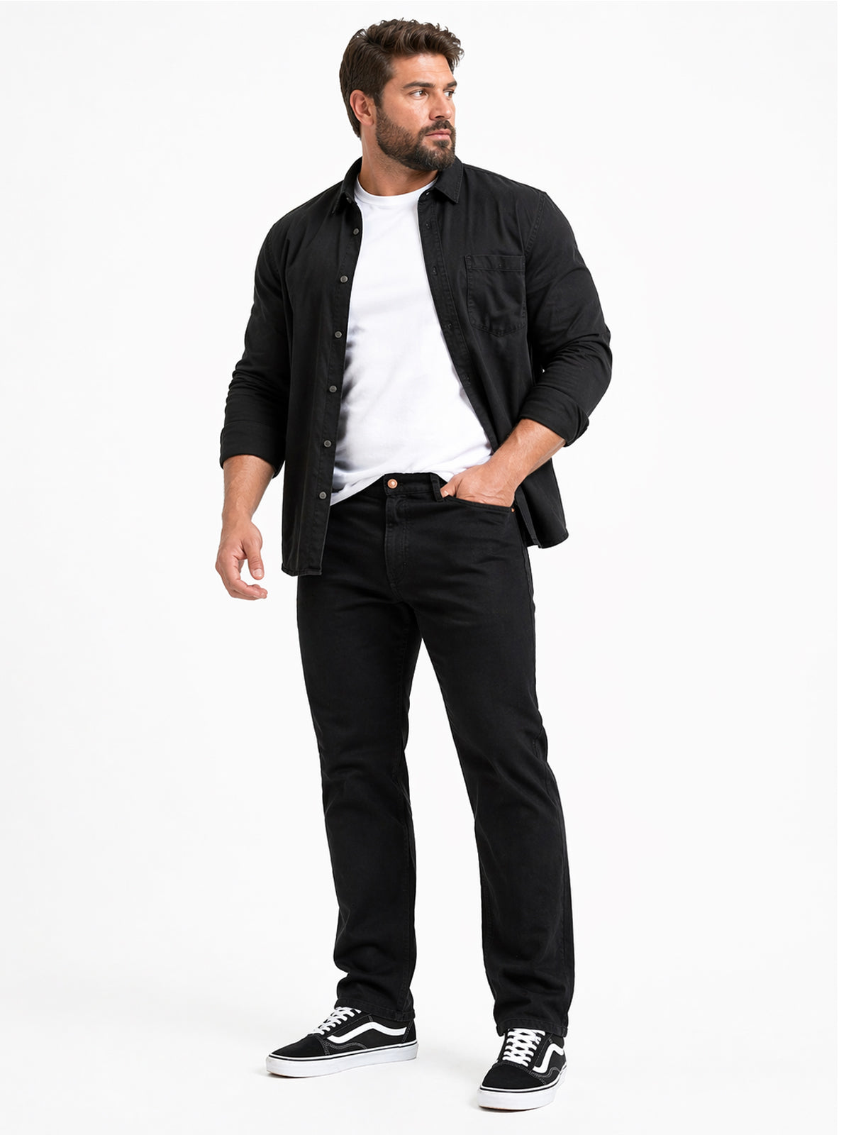 Jeans Recto Hombre Talla Grande Tiro Alto Negro Edward’s 2622