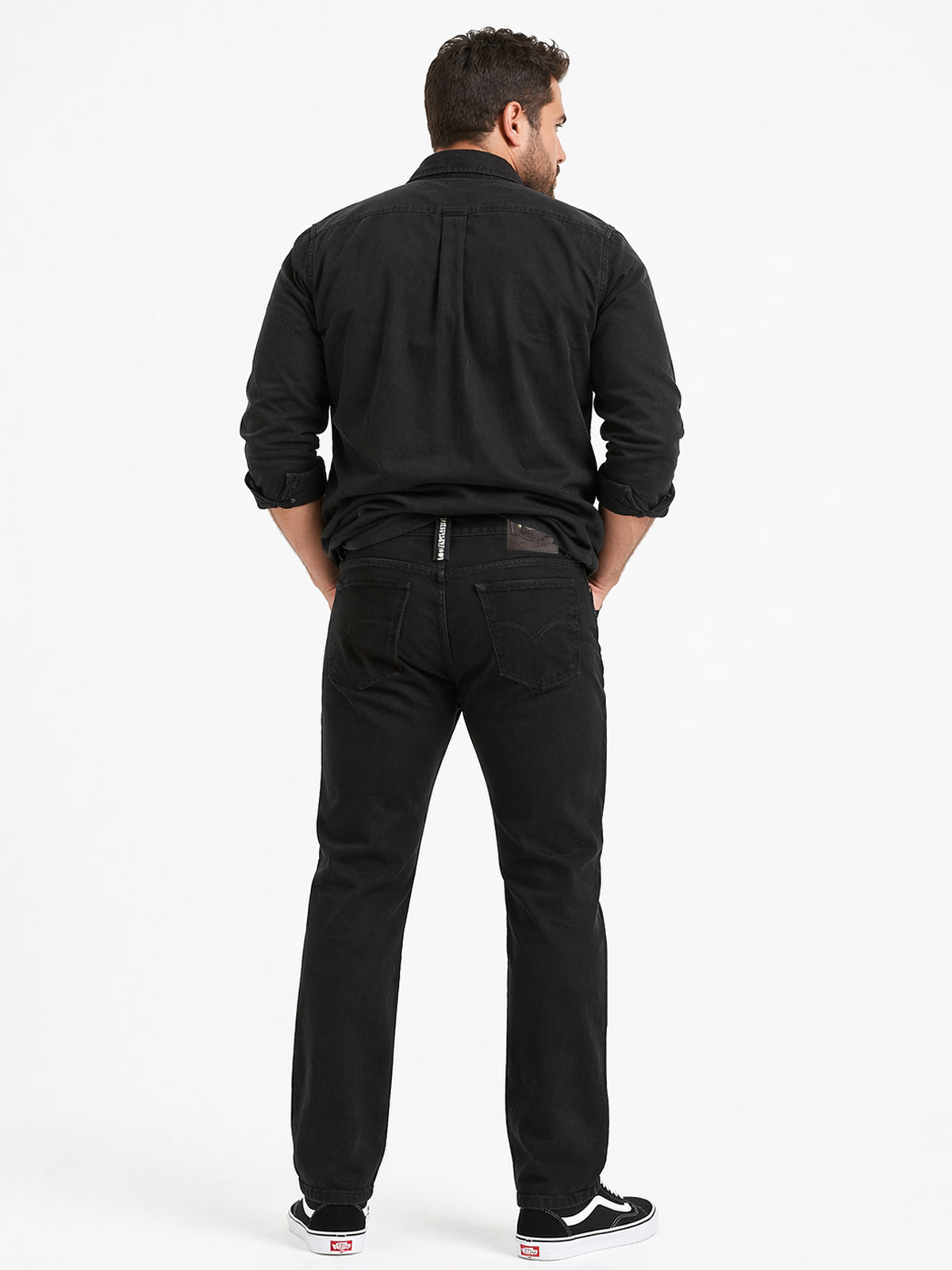 Jeans Recto Hombre Talla Grande Tiro Alto Negro Edward’s 2622
