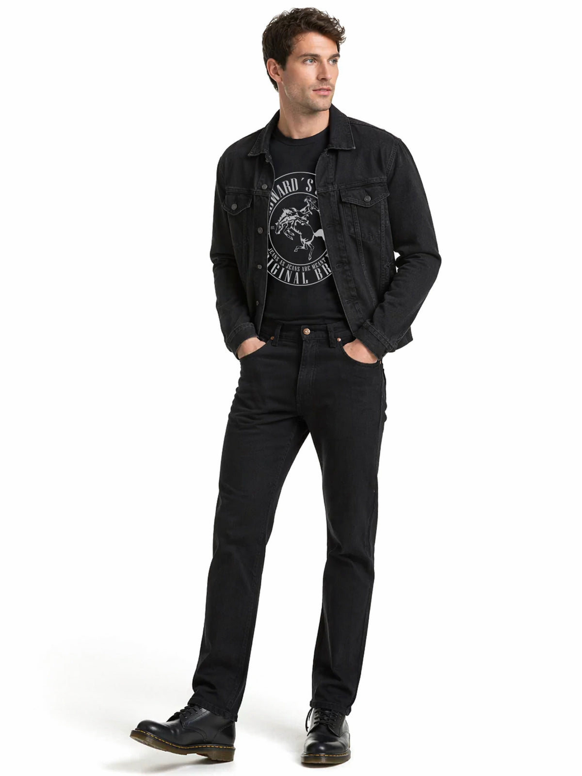 Jeans Recto Hombre Tiro Alto Negro Edward’s 2622