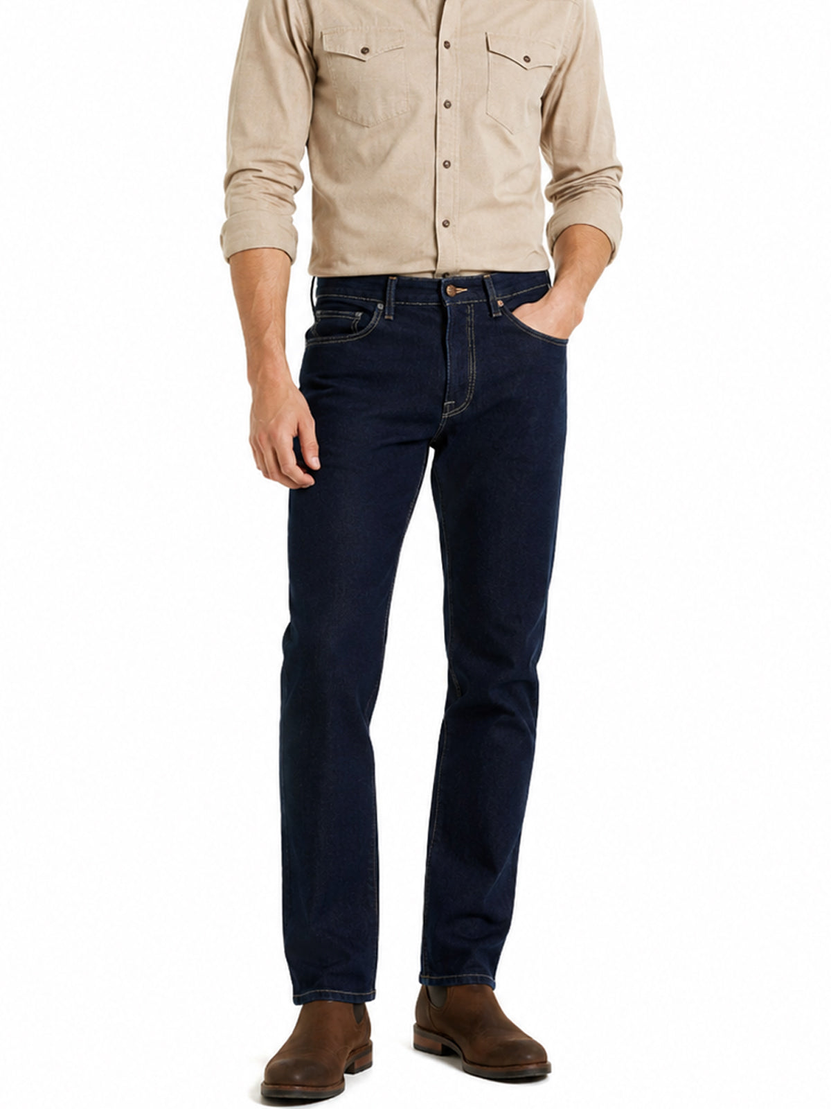 Jeans Recto Hombre Tiro Alto Azul Oscuro Suavizado Edward’s 2630