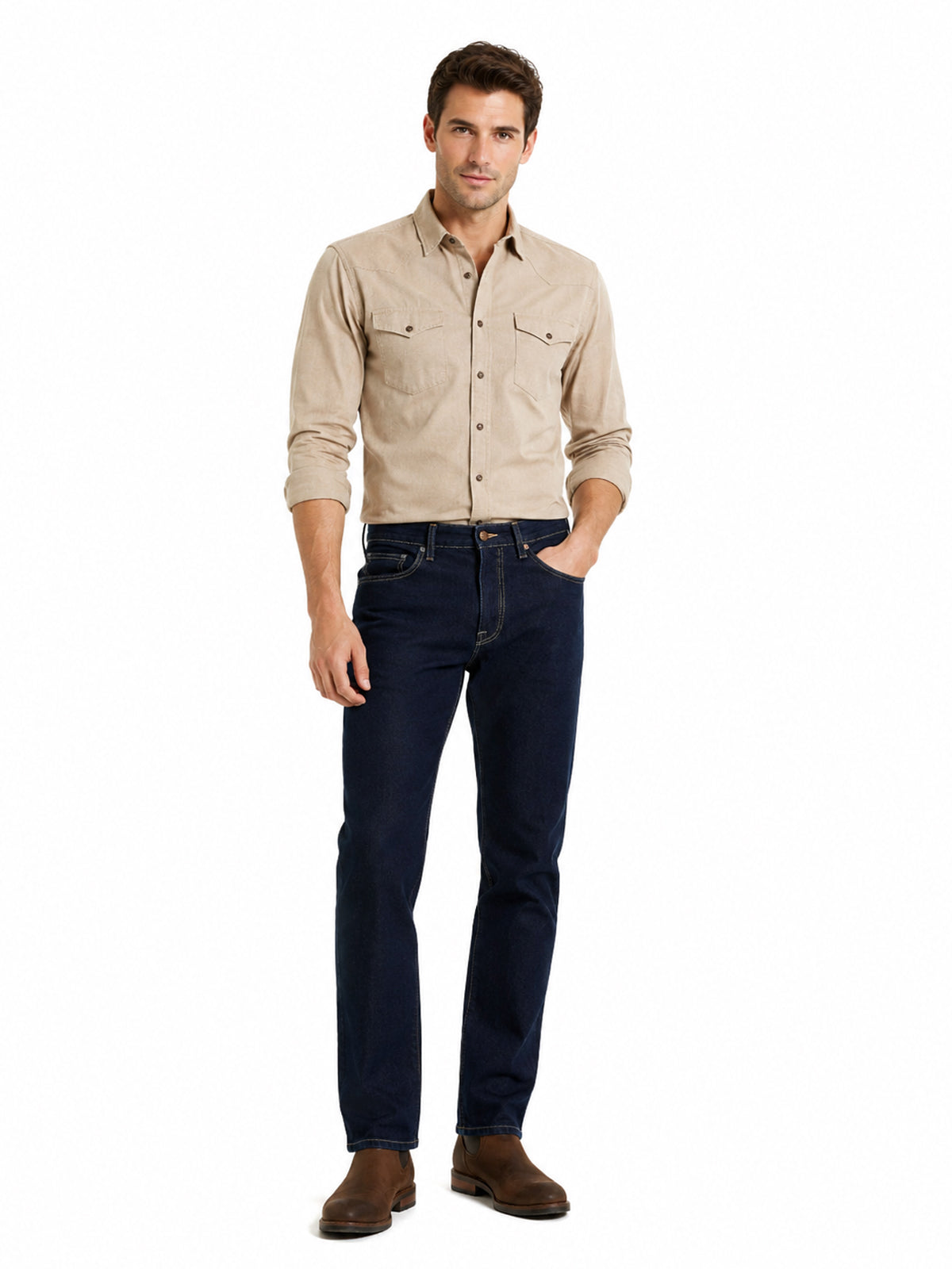 Jeans Recto Hombre Tiro Alto Azul Oscuro Suavizado Edward’s 2630