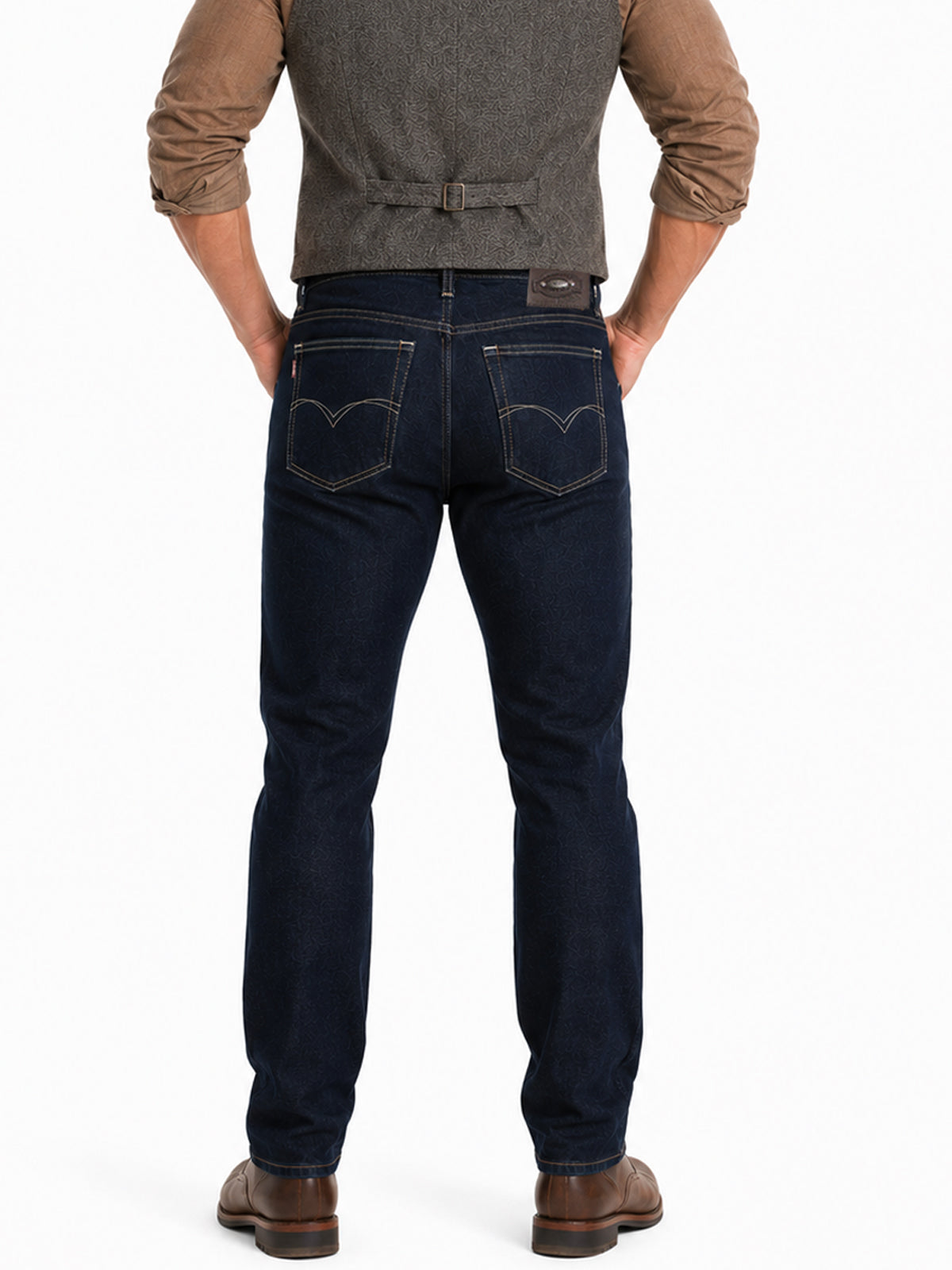 Jeans Recto Hombre Talla Grande Tiro Alto Índigo Oscuro Suavizado Edward’s 2630