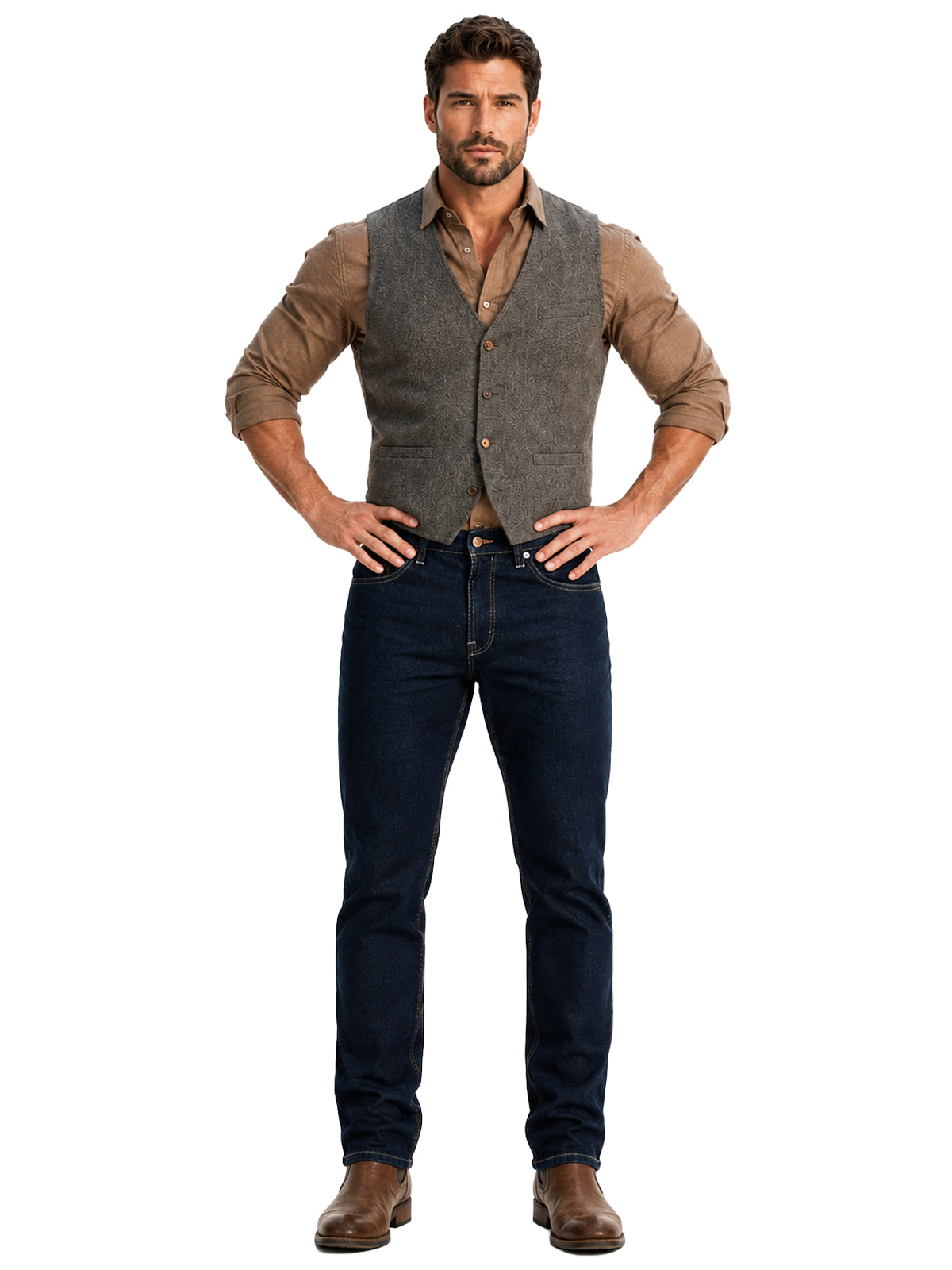 Jeans Recto Hombre Talla Grande Tiro Alto Índigo Oscuro Suavizado Edward’s 2630
