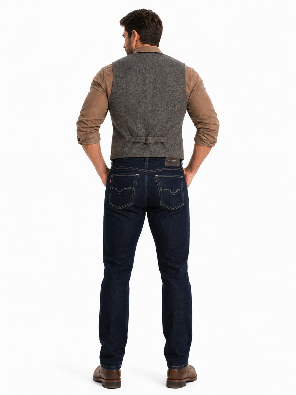 Jeans Recto Hombre Talla Grande Tiro Alto Índigo Oscuro Suavizado Edward’s 2630