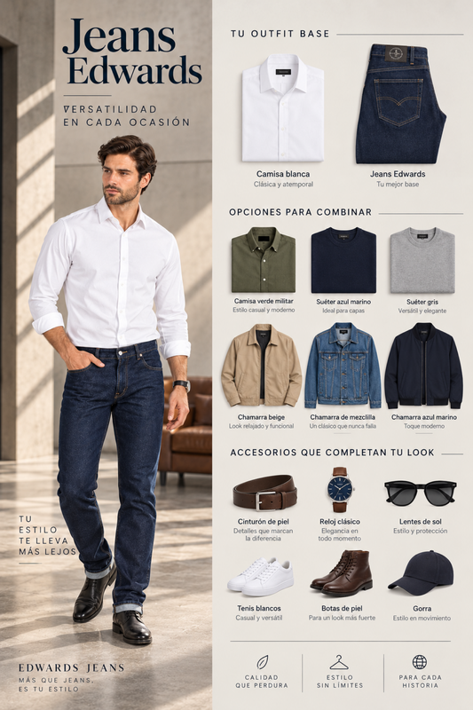 Jeans Recto Hombre Denim Azul Edwards