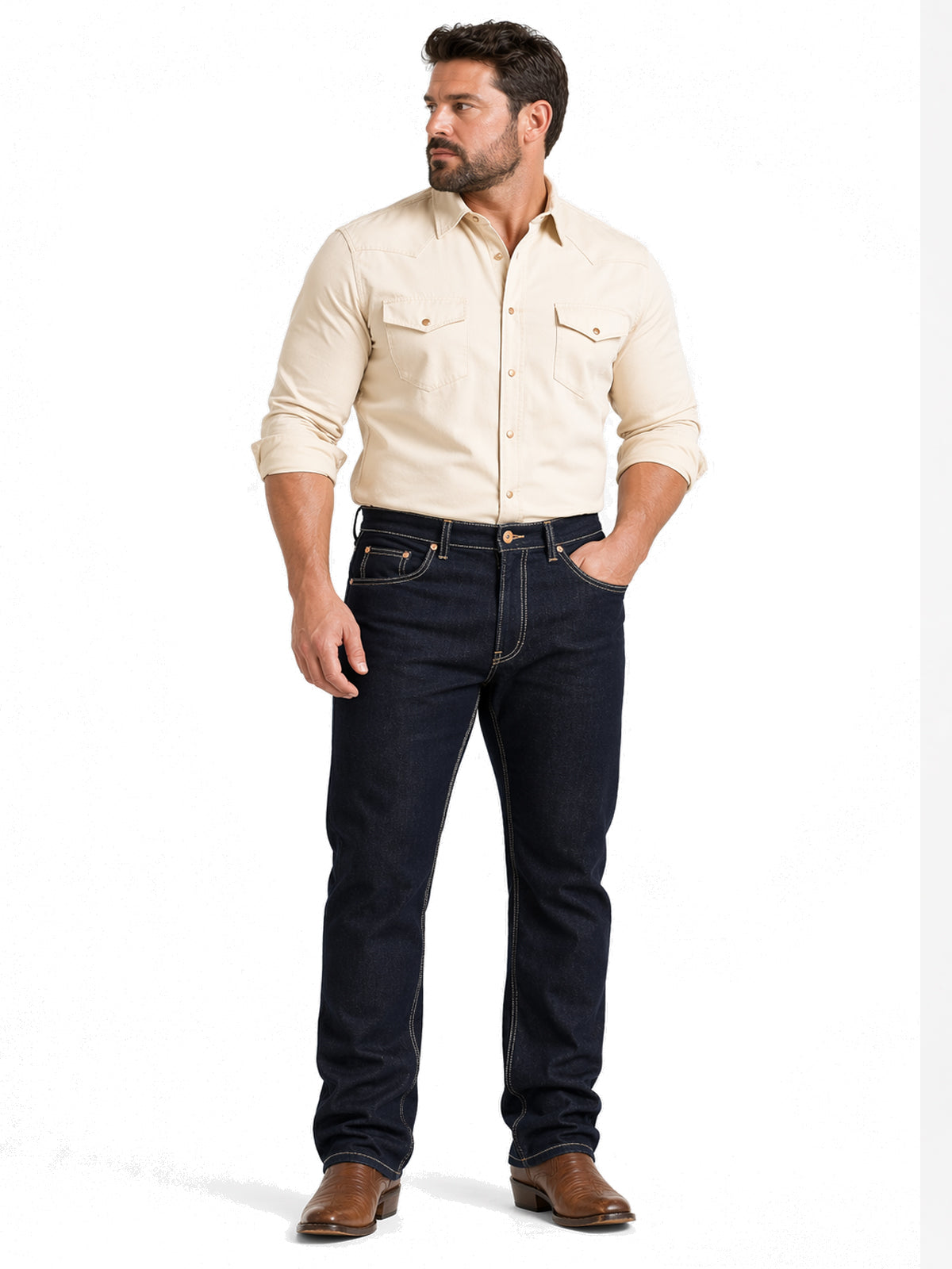 Jeans Recto Hombre Talla Grande Stretch Tiro Alto Azul Oscuro Soft Edward’s 2670