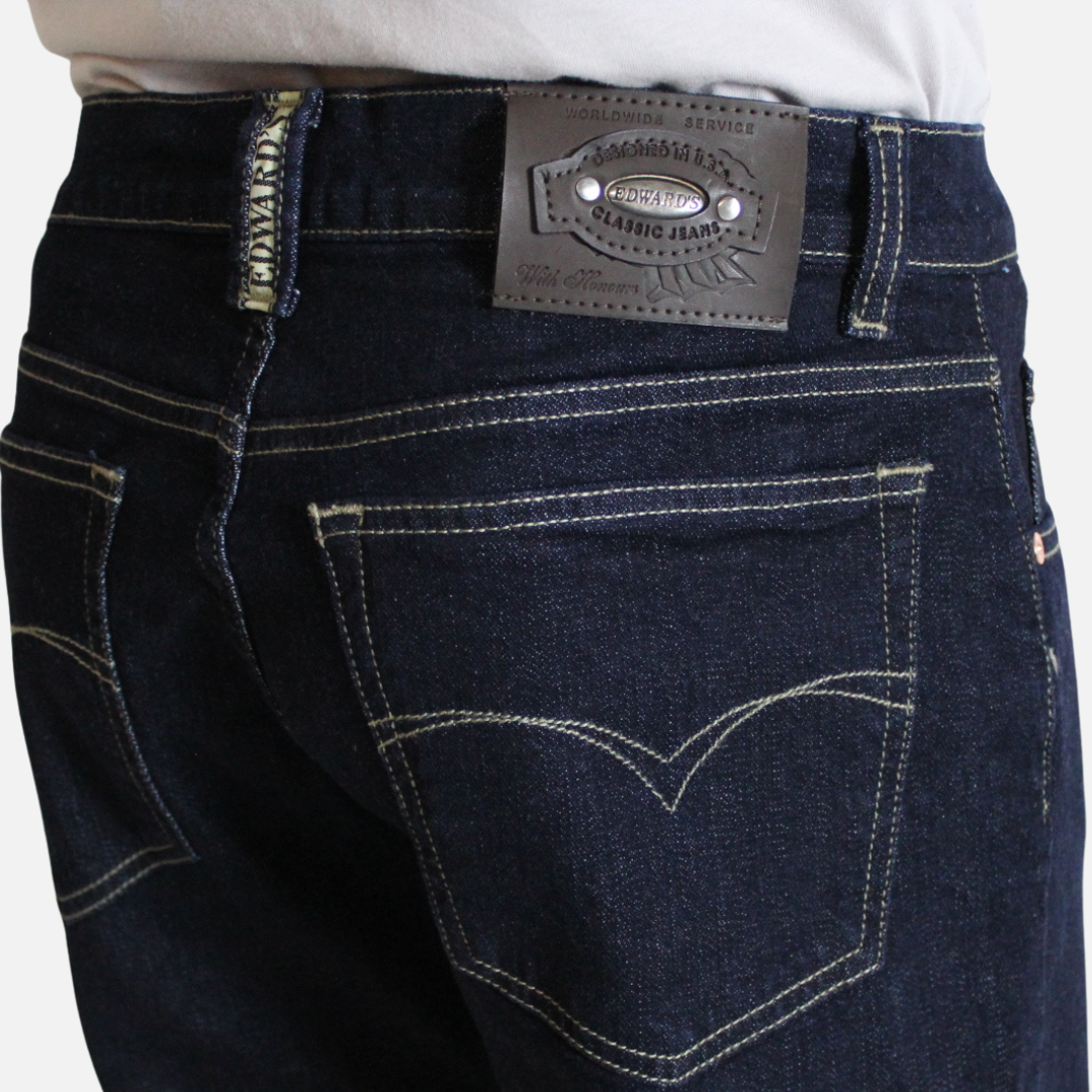 Jeans Recto Hombre Plus Denim Stretch Índigo Oscuro Suavizado Edward's 2670