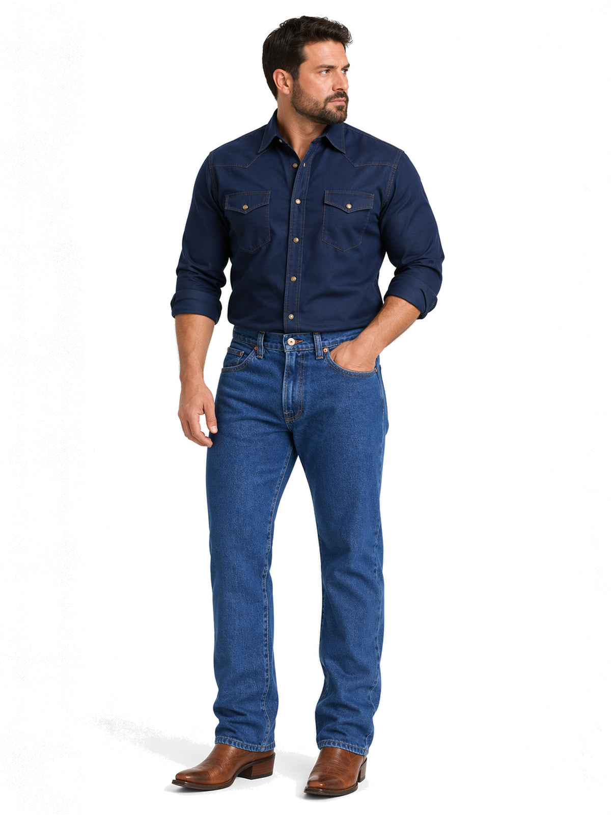 Jeans Recto Hombre Talla Grande Stretch Azul Medio Edward’s 2680