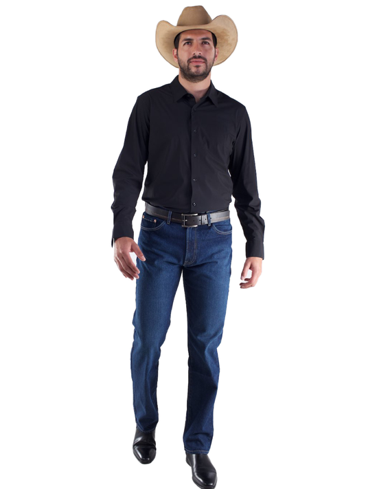 Jeans Hombre Recto Tiro Alto Azul Oscuro Edward's 2710