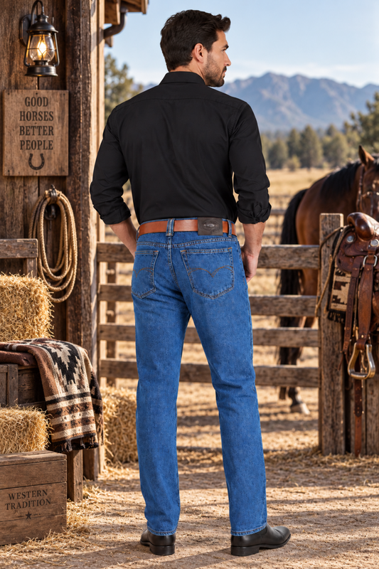 Men's classic blue denim pants 2720