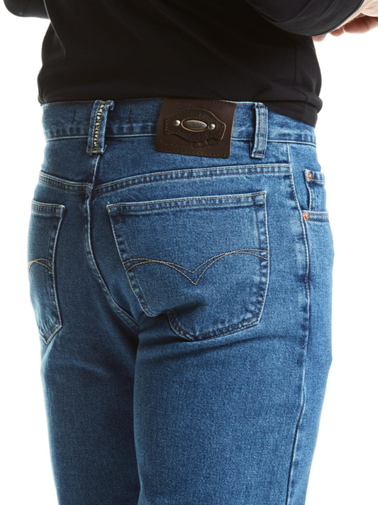 Jeans Recto Tiro Alto Hombre Azul Acero