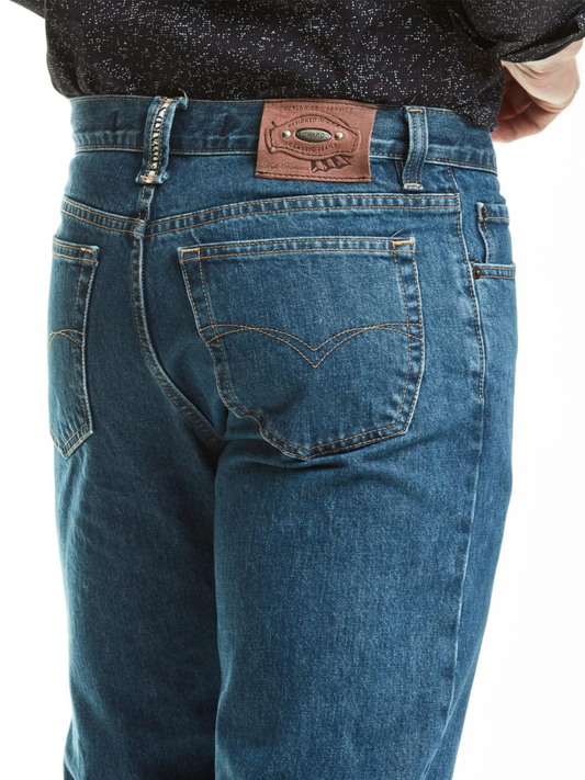 Jeans Recto Tiro Alto Hombre Azul Petróleo