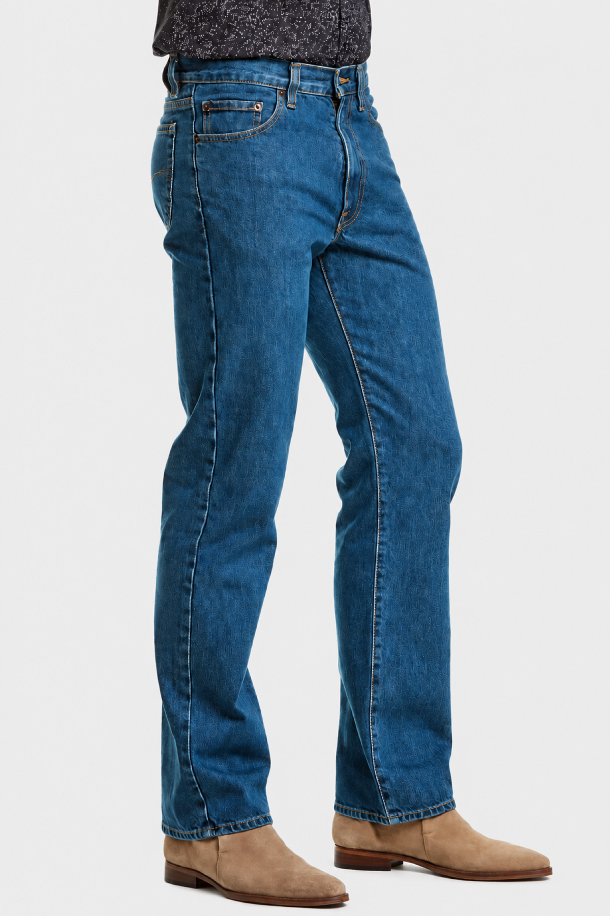 Jeans Straight Azul Petróleo Hombre