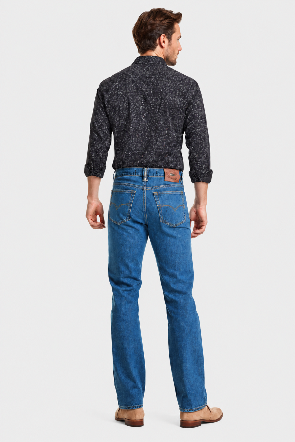 Jeans Straight Azul Petróleo Hombre