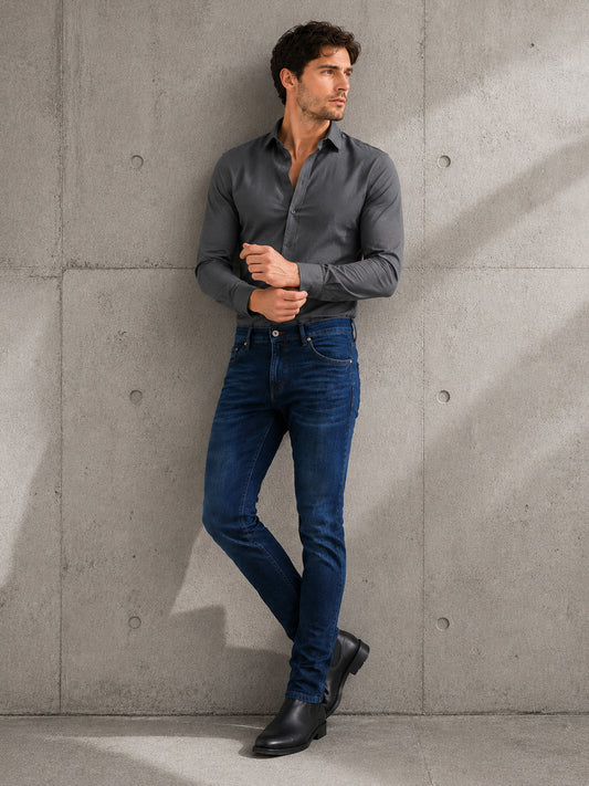 Jeans Slim Stretch Azul Petróleo Hombre Edward’s 7701