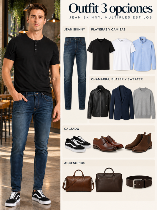 Jeans Skinny Oscuro Hombre Edwards