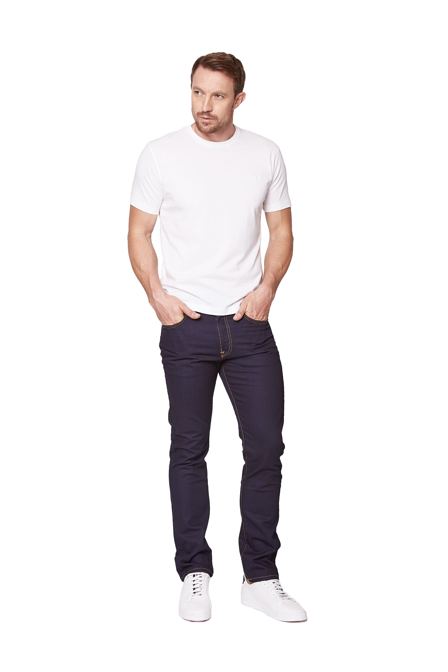 Jeans Slim Edward's 84Hombre Mezclilla Stretch Azul oscuro Desgastado Vintage