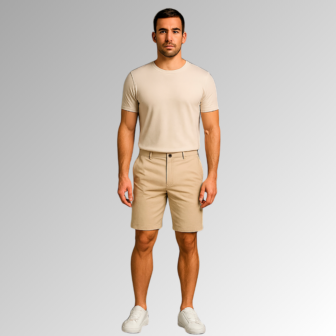 Bermuda de mezclilla color arena para hombre